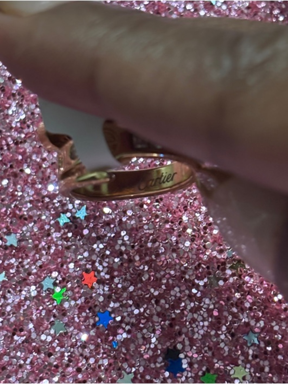 Cartier Inspired Gold-Tone Screw Accent Ring with Diamond - Picture 5 of 5